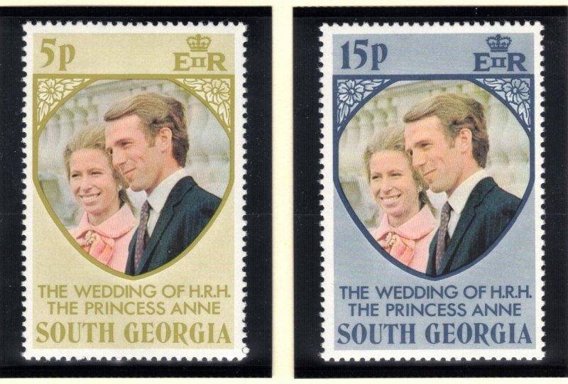 SOUTH GEORGIA 1973 Royal Wedding; Scott 37-38, SG 38-39; MNH