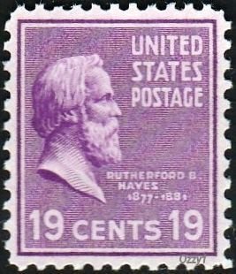 USA 1938 Sc#824 19c Violet Rutherford B Hayes MINT-VF-OG-NH.