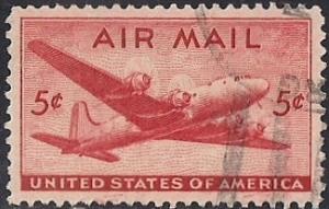 C32 5 cents DC-4 Skymaster, Stamp used EGRADED XF 88 XXF