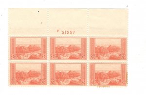 US SCOTT# 741, PLATE BLOCK OF 6, MNH, OG