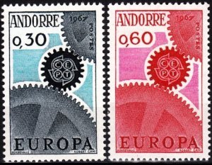 ANDORRA FRENCH 1967 EUROPA CEPT. Complete set, MNH
