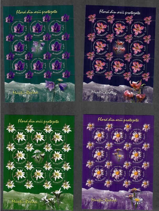 Romania Sc#5096a-5101a M/NH, Set/6 Sheets/8, Flora, Cv. $45.60