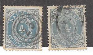 Denmark  #26,26a 4o slate & gray blue   (U) CV $1.60