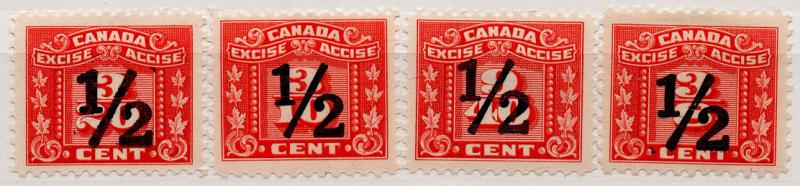 (I.B) Canada Revenue : Excise Duty ½c Overprints Collection