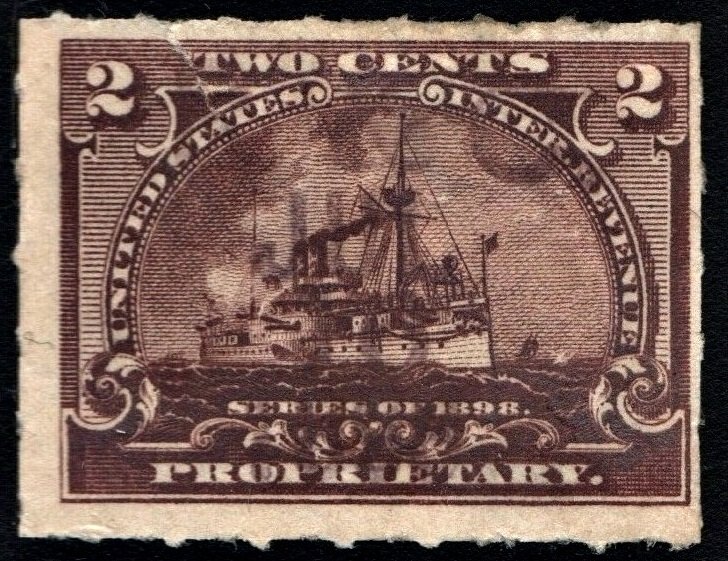 RB27 2¢ Battleship Proprietary (1898) Used/Fault