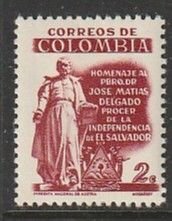 1957 Columbia - Sc 675 - MH VF - 1 single - Statue of Jose Matias Delgado