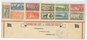 Newfoundland 233-243 1937 FDC, Complete set, Vertical fold not affecting stamps