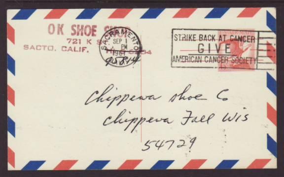 US UXC4 Sacremento,CA to Chippawa Falls,Wi 1967 Used