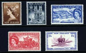 NEW ZEALAND Queen Elizabeth II 1953 The Coronation Set SG 714 to SG 718 MINT