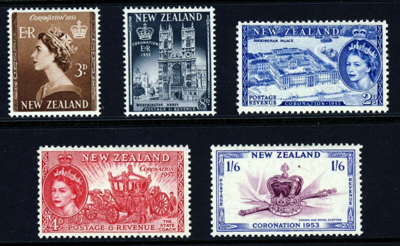 NEW ZEALAND Queen Elizabeth II 1953 The Coronation Set SG 714 to SG 718 MINT