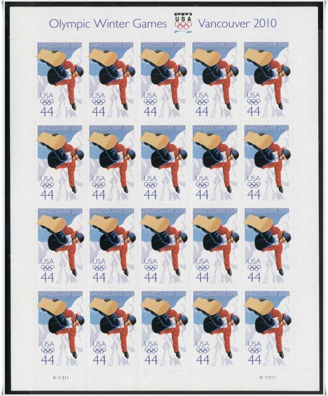 SC#4436 44¢ 2010 Winter Olympics, Vancouver Sheet of Twenty