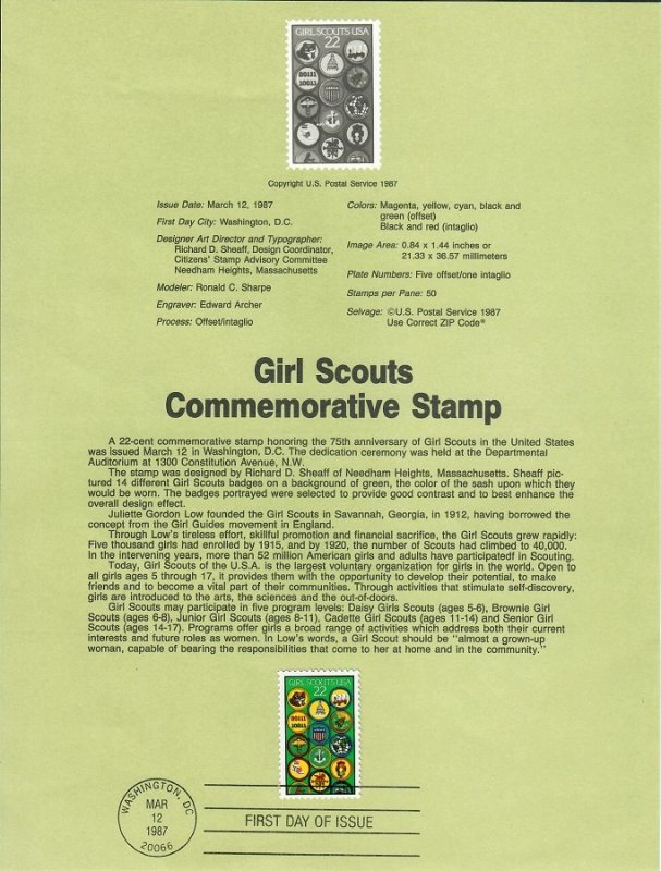 US SP765 Girl Scouts Souvenir Page #2251