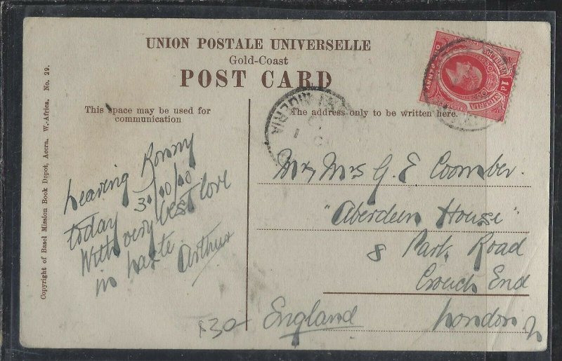 SOUTHERN NIGERIA   COVER (P2312B)  1910 KE 1D ON PPC TO ENGLAND