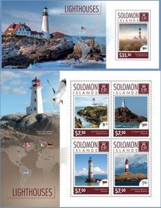 SOLOMON IS. 2014 2 SHEETS slm14607ab LIGHTHOUSES BIRDS FLAG 