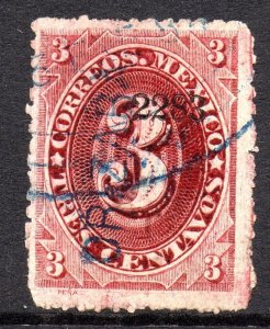 Mexico 1882 Foreign Mail Small Numeral 3¢ Rose Carmine Orizava VFU MX57