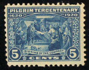 US Scott 550 Mint NH OG 5c Deep Blue Pilgrim Tercentenary 1920 LotT328 bhmstamps