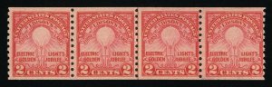 OUTSTANDING GENUINE SCOTT #656 VF MINT OG NH EDISON COIL LINE PAIR STRIP OF 4