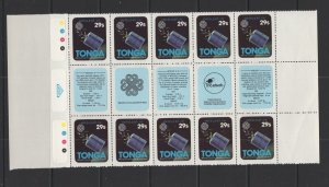 Tonga #545-48  (1983 Communications Year set) gutter blocks 10  VFMNH CV $55.00