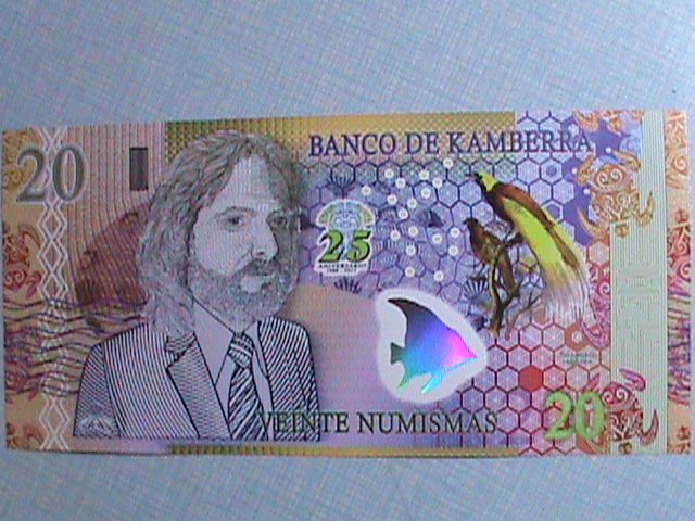​AFRICA- 2013-BANK OF KAMBERRA POLYMER-$20 NOTE-UNC- WITH HOLOGRAM FISH-VF