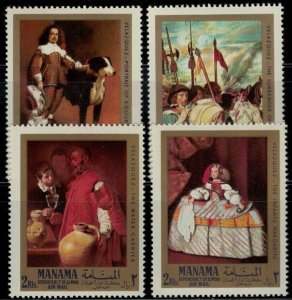 ZAYIX - Manama Ajman UAE MI 65-68A MNH Perf Art Paintings Dogs Ships 030222-S58M