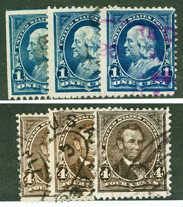 Scott 264,269 1c,4c Bureau Issue Used Six Copies Total Cat $12.30