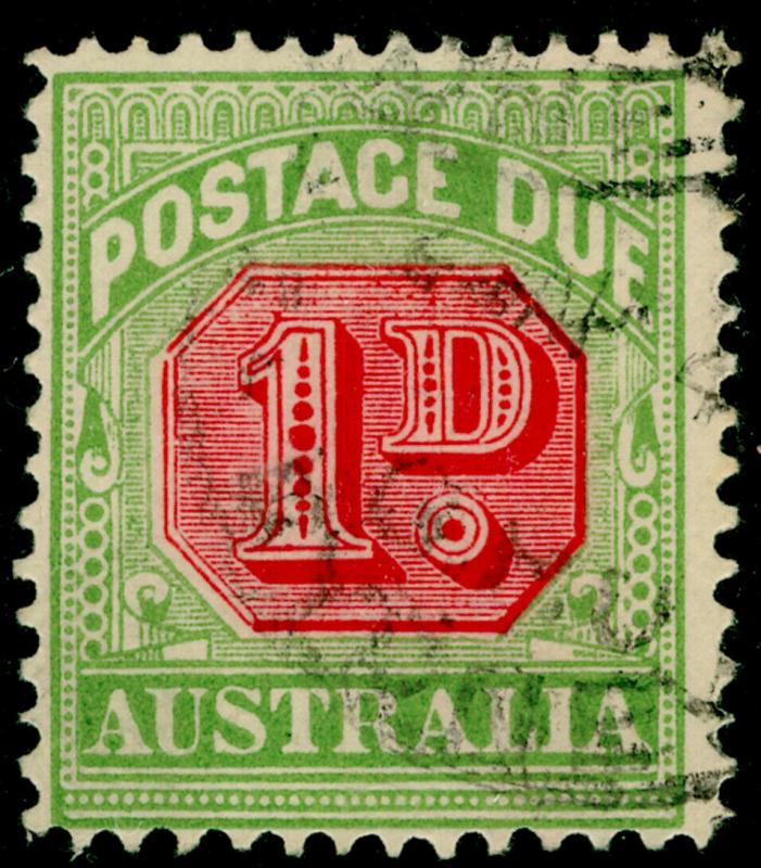 AUSTRALIA SG D106, 1d carmine & yellow-green, FINE USED.
