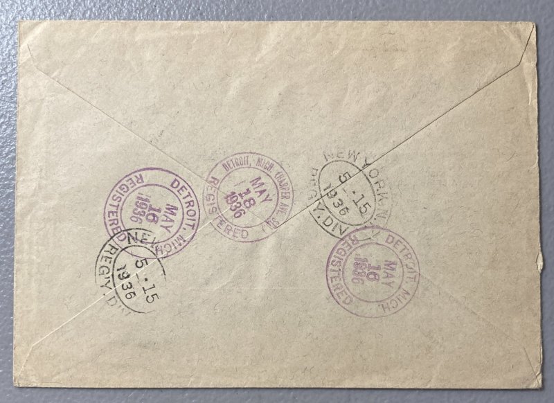 Liechtenstein 1936 Zeppelin Flight From Liechtenstein to Detroit, Cover/Used.