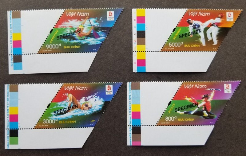 Vietnam Summer Olympic Games 2008 (stamp color MNH *Specimen *odd shape *c scan