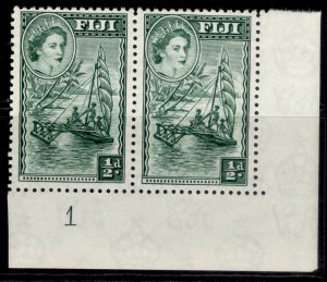 FIJI QEII SG280, ½d myrtle-green, NH MINT. CONTROL PAIR