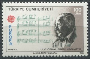 Turkey Sc#2313 MNH, 100L multi, Europa (C.E.P.T.) 1985 - European Year of Mus...