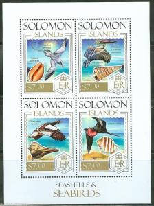 SOLOMON ISLANDS  2013 SEA SHELLS & SEABIRDS  SHEET  MINT NH