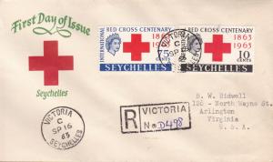 Seychelles 1963 Red Cross Centenary First Day Cover Registered Cachet VF