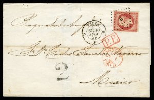 France, 1850-1900 #20, 1858 (June 30) folded letter from Paris to Mexico, fra...
