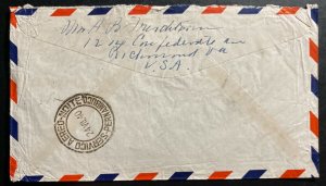 1940 Richmond VA Usa Airmail Cover To Recife Pernambuco Brazil