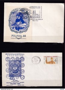 USA 1960 Polpex Chicago Polphil 66 Australia  Malborne 2 Covers 1639