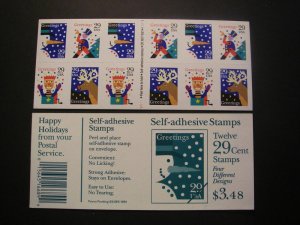 Scott 2802a, 29c Christmas, Booklet pane of 12, #V111 1111, MNH Beauty