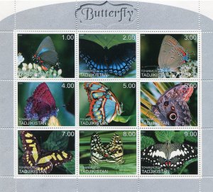 Tajikistan 1999 BUTTERFLIES Sheet Perforated Mint (NH)