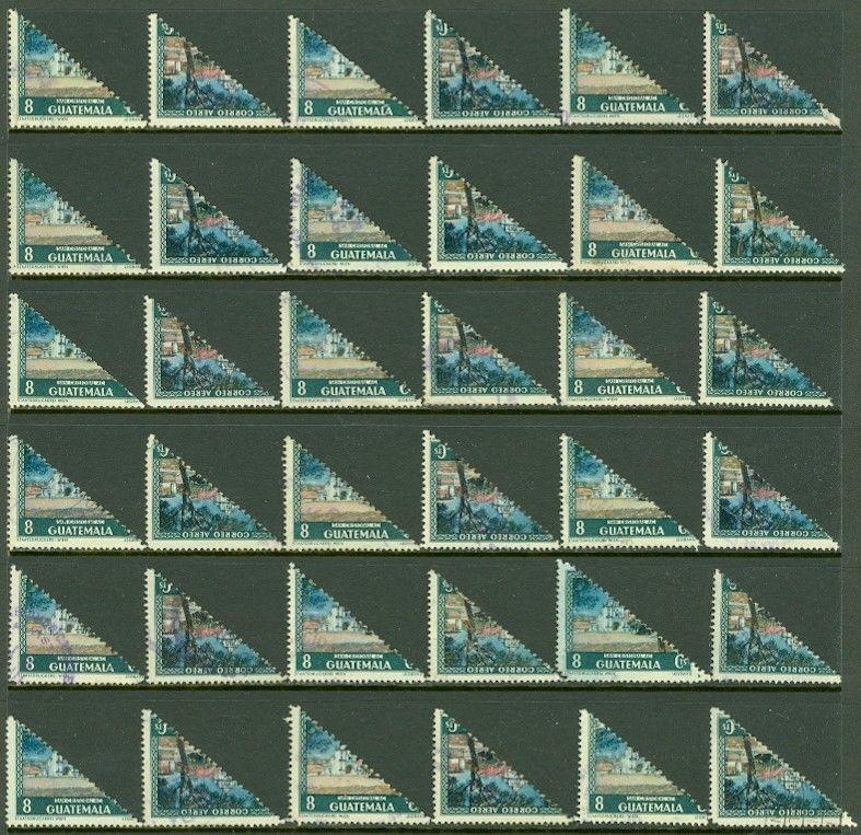 EDW1949SELL : GUATEMALA 1951 Sc #C181. 18 copies of both half(36 total) Cat $324