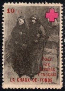 1914 WW1 France Delandre Poster Stamp For The Blessed French La Chaux-De-Fonds