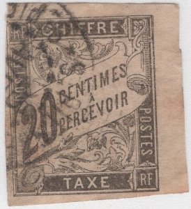 French Colonies 1884-85 used Sc J8 20c Postage Due