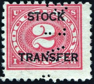 RD25 2¢ Stock Transfer Stamp (1928) Perfin