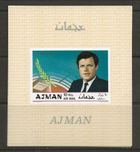 AJMAN MI 124B NH issue of 1969 - IMPERF SOUVENIR SHEET - EDWARD KENNEDY