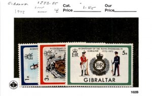 Gibraltar, Postage Stamp, #283-285 Mint NH, 1972 Royal Engineers (AB)