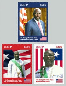Liberia 2018 - President George Manneh Weah - Set of 3 Stamps Scott 3261-3 - MNH