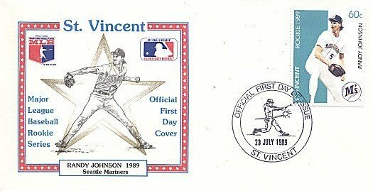 ST. VINCENT 1989 BASEBALL RANDY JOHNSON SEATTLE FDC 