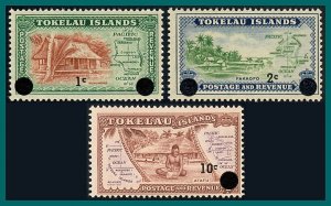 Tokelau 1967 Decimal Surcharges, MNH  #9-11,SG9-SG11