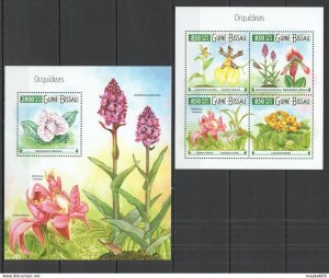 2015 Guinea-Bissau Flora Flowers Orchids Kb+Bl ** Stamps St931