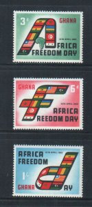 GHANA - 1960 AFRICAN FREEDOM DAY - 3V - MINT NH