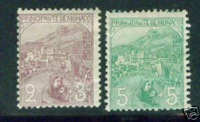 MONACO Scott B2-3 semi postal stamps 1914 CV$50