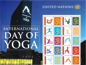 United Nations - New York #1168  Day of Yoga (2017).  Personalized Sheet. MNH